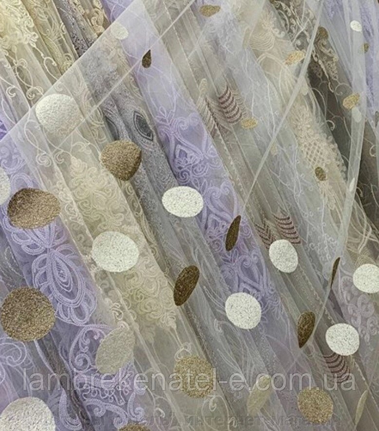 Тюль кульки коричневі на фатину, оптом і в роздріб від компанії "Штори і тюль" інтернет-магазин - фото 1