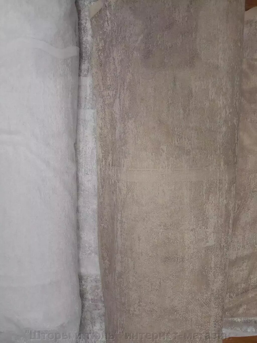 Тюль мармур бежевого кольору від компанії "Штори і тюль" інтернет-магазин - фото 1