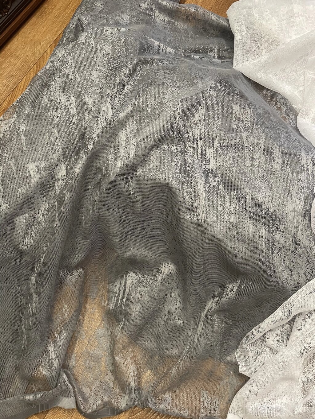 Тюль мармур графітового кольору від компанії "Штори і тюль" інтернет-магазин - фото 1