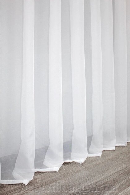 Тюль шифон білий зі обтяжуваючим шнуром внизу від компанії "Тюль гардина" інтернет-магазин - фото 1