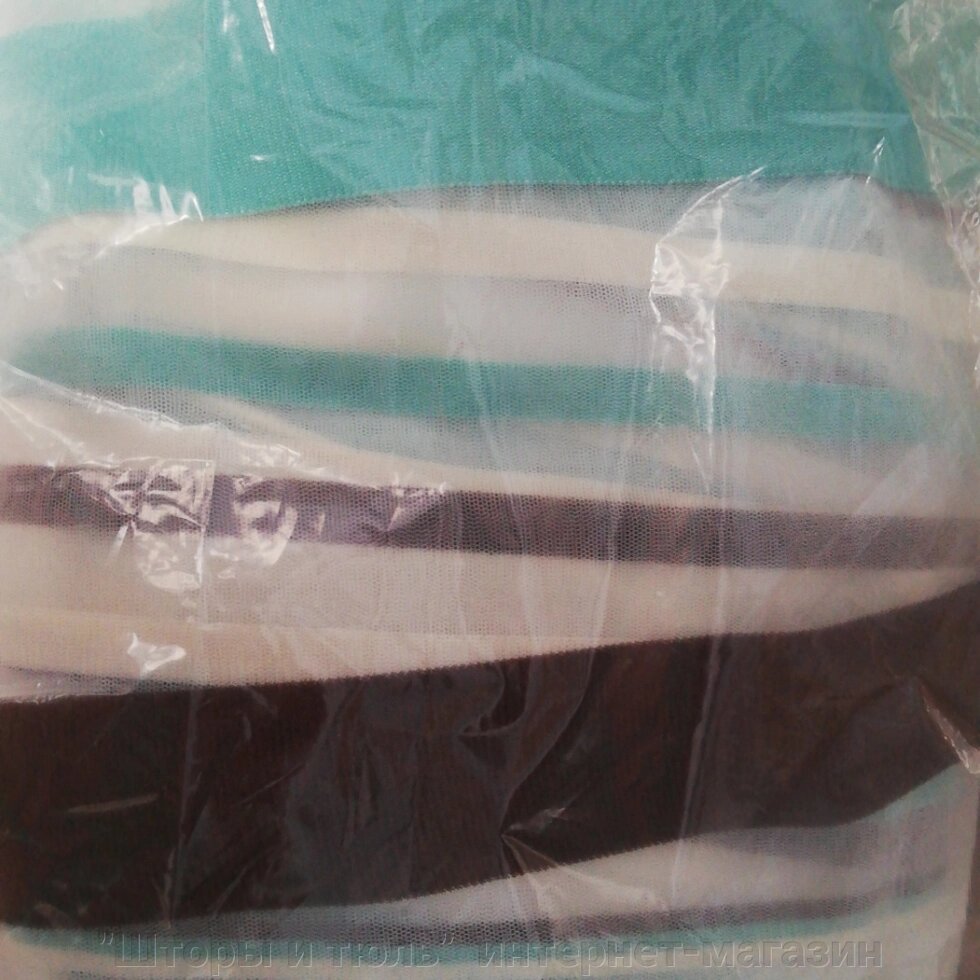 Тюль смужка бірюзова на фатину оптом від компанії "Штори і тюль" інтернет-магазин - фото 1