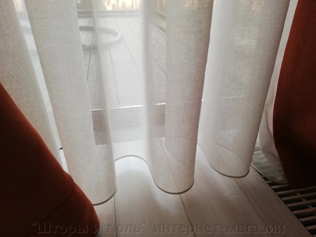 Тюль в зал лен эко-фактура цвет белый ##от компании## "Тюль, гардины, шторы"  интернет-магазин - ##фото## 1