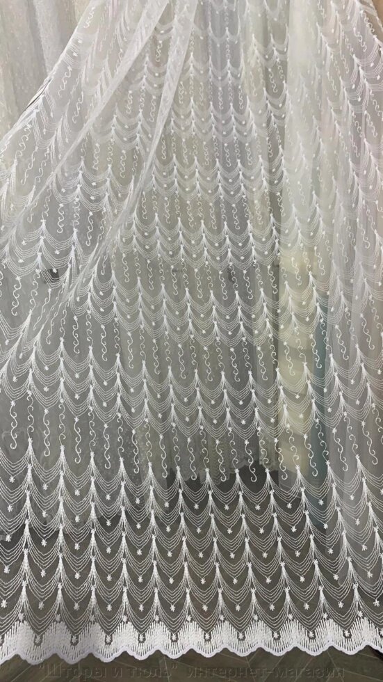 Тюль в зал спальню сетка с белой вышивкой ##от компании## "Тюль, гардины, шторы"  интернет-магазин - ##фото## 1