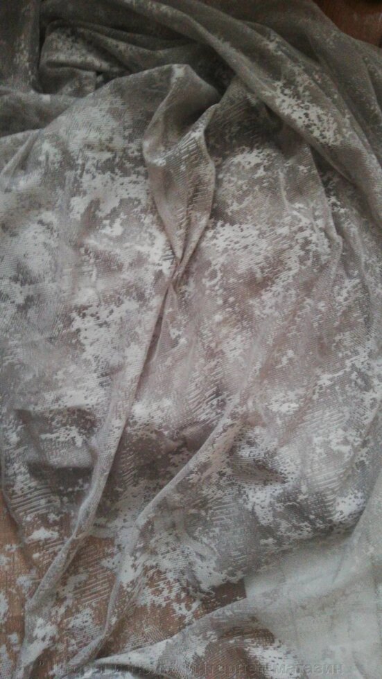 Тюль з мармуровим візерунком сірого кольору від компанії "Штори і тюль" інтернет-магазин - фото 1