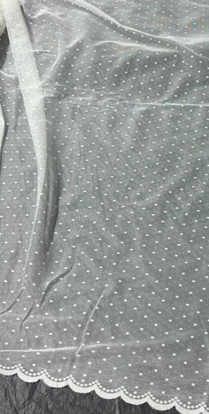 Тюль жаккард кульки айворі, залишки 4,9 м+3 м від компанії "Штори і тюль" інтернет-магазин - фото 1