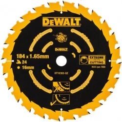 Диск пильний по дереву DeWALT DT10302 184х1.6х16мм, 24 зуб.