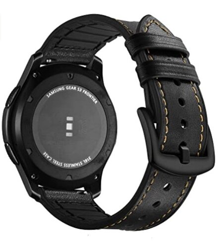 Ремінець 22 мм Шкіряний + Силікон для годинника універсальний BeWatch Чорний (1230101)