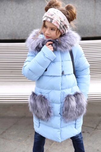 Пальто дитяча поліанна - синій № 3434