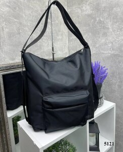 Сумка-рюкзак - P чорн. лого - велика та стильна - вміщує формат А4, з щільної непромокаючої плащівки - школа/інститут