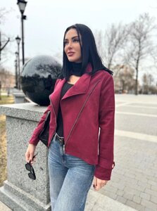 Замшева куртка-жакет "Nessa" оптом I Норма і батал Мокко, 50-52