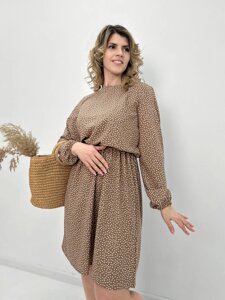 Жіноча сукня в горошок з довгим рукавом "Virginia" оптом | Батал Чорний, 50-52