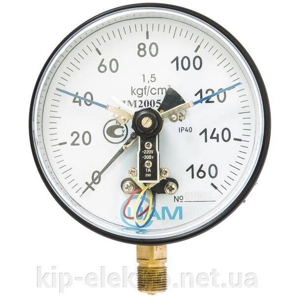 Манометр електроконтактний ДМ2005-У2 (ДМ 2005-У2, ДМ2005У2, ДМ2005, ДМ-2005) від компанії Кіп-Електро, ПП - контрольно-вимірювальні прилади (КВПіА) - фото 1