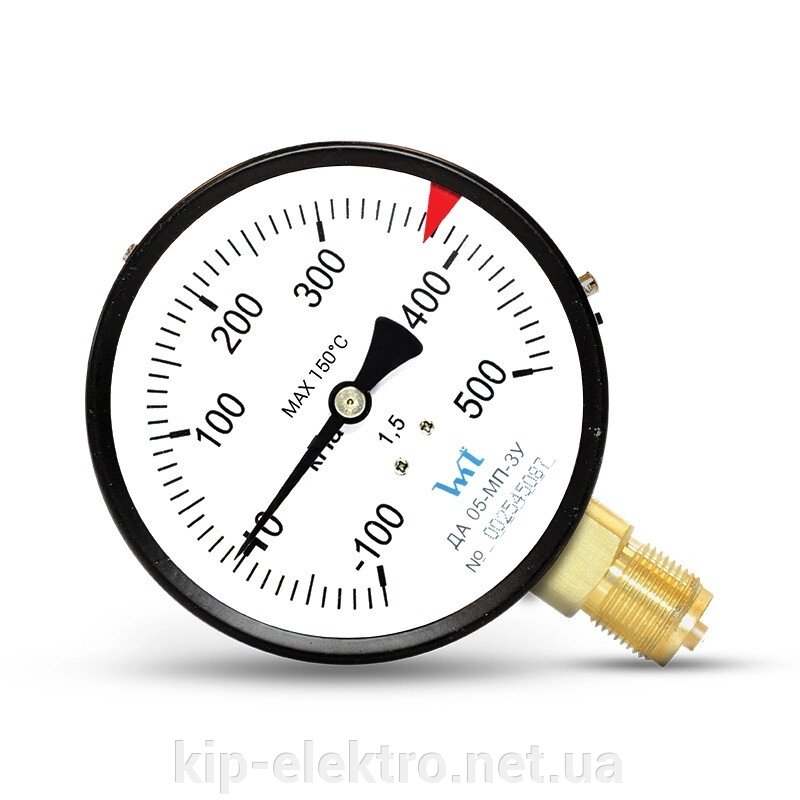 Мановакуумметр показуючий ДА 05-МП-3У (ДА05-МП-3У, ДА05-МП3-У, ДА05-МП3У, ДА 05) - радіальний штуцер (РШ) від компанії Кіп-Електро, ПП - контрольно-вимірювальні прилади (КВПіА) - фото 1