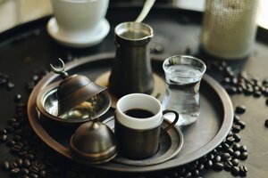 Подарунковий кавовий сервіз для подачі кави по-східному СХІД (Патина) ZH