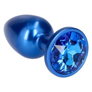Анальна пробка з каменем блакитна Plug Pleasure Night розмір S