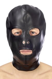 BDSM капюшон з відкритими очима та ротом фетиш -черепашок відкритий рот і очі BDSM капюшон
