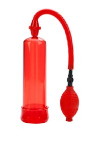 Механічна вакуумна помпа для пеніса із насосом-грушею Fireman’s CalExotics, червона, 19 х 5.7 см