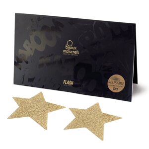Пестіс - стікіні Bijoux Indiscrets - Flash Star Gold, наклейки на соски