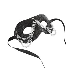 Мереживна маска, прикрашена ланцюгами, з стрічками для прив'язки, чорний