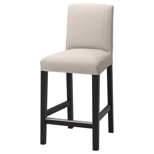ІКЕА BERGMUND БЕРГМУНД, 193.881.81 Барний стілець зі спинкою, чорний, Халларп бежевий, 62 см