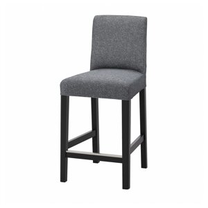 ІКЕА BERGMUND БЕРГМУНД, 593.846.90 Барний стілець зі спинкою, чорний, Гарматний середньо-сірий, 62 см
