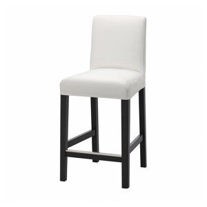 ІКЕА BERGMUND БЕРГМУНД, 793.846.94 Барний стілець зі спинкою, чорний, Інсерос білий, 62 см