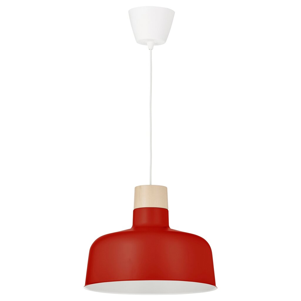 ІКЕА BUNKEFLO, 205.591.72 Підвісний світильник, червоний, береза, 36 см від компанії MyHome - фото 1