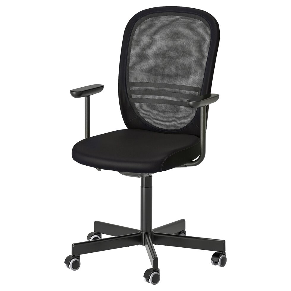 ІКЕА FLINTAN ФЛІНТАН, 894.244.68 Офісне крісло з підлокітниками, чорний від компанії MyHome - фото 1