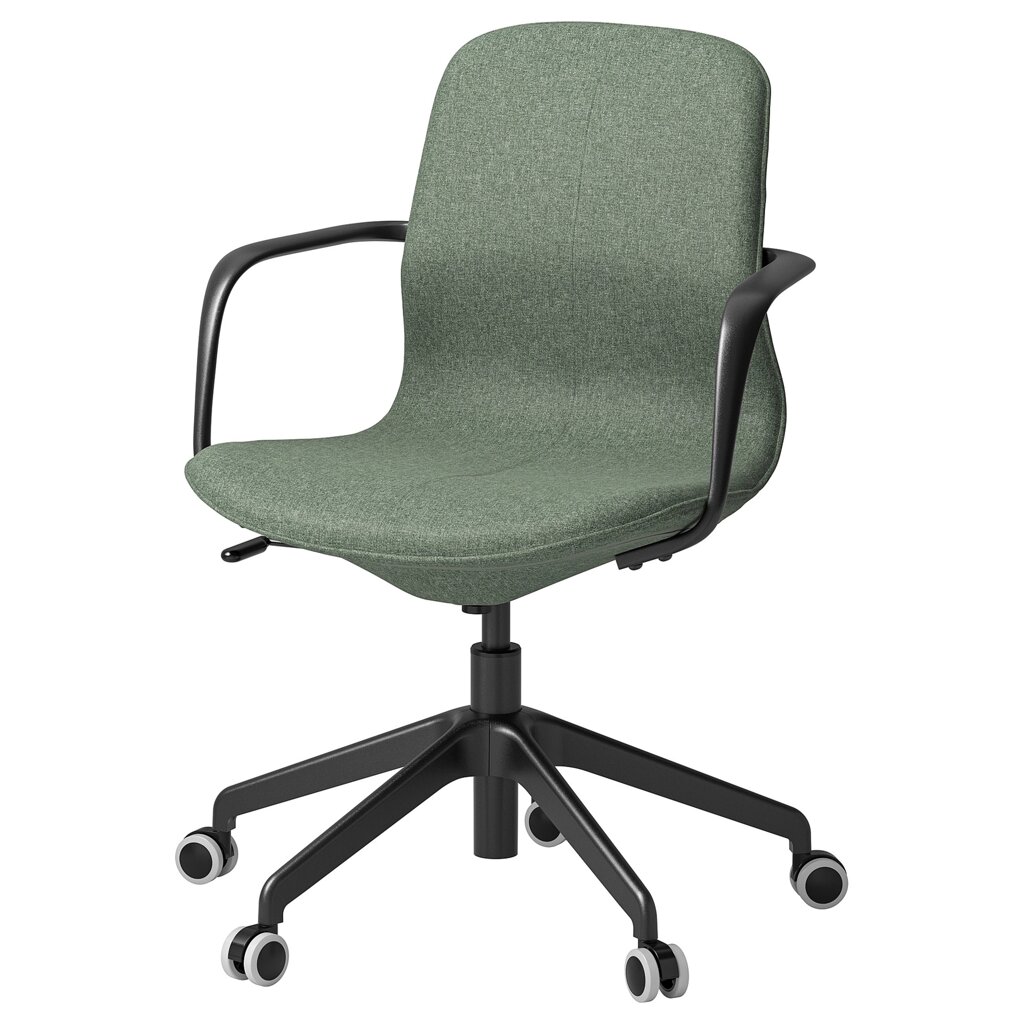 ІКЕА LÅNGFJÄLL ЛОНГФ'ЄЛЛЬ, 395.077.29 Конференц-крісло з підлокітником., Гарматний зелено-сірий, чорний від компанії MyHome - фото 1