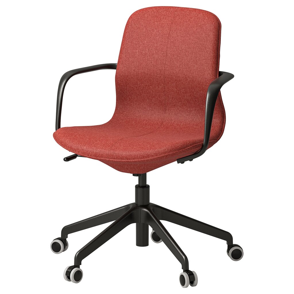 ІКЕА LÅNGFJÄLL ЛОНГФ'ЄЛЛЬ, 395.077.34 Конференц-крісло з підлокітником., Червоно-помаранчевий., чорний від компанії MyHome - фото 1