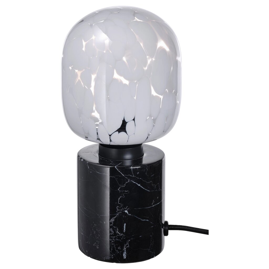 ІКЕА MARKFROST / MOLNART, 694.945.65 Настільна лампа з лампочкою, чорний мармур, білий у формі трубки, прозоре скло від компанії MyHome - фото 1