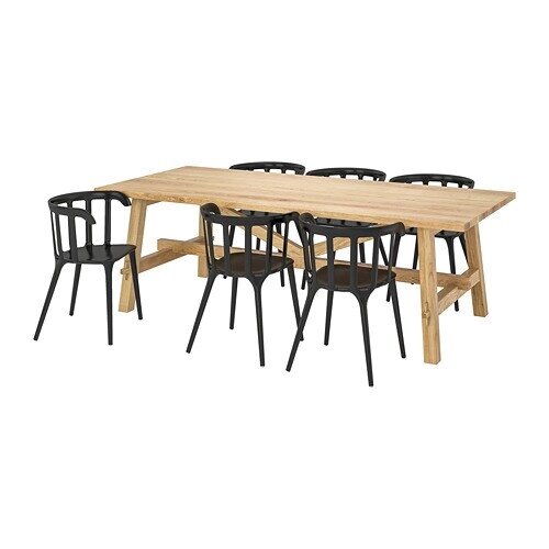 ІКЕА MÖCKELBY / IKEA PS 2012, 991.317.90 Стіл+6 стільців, дуб, чорний, 235x100 см від компанії MyHome - фото 1