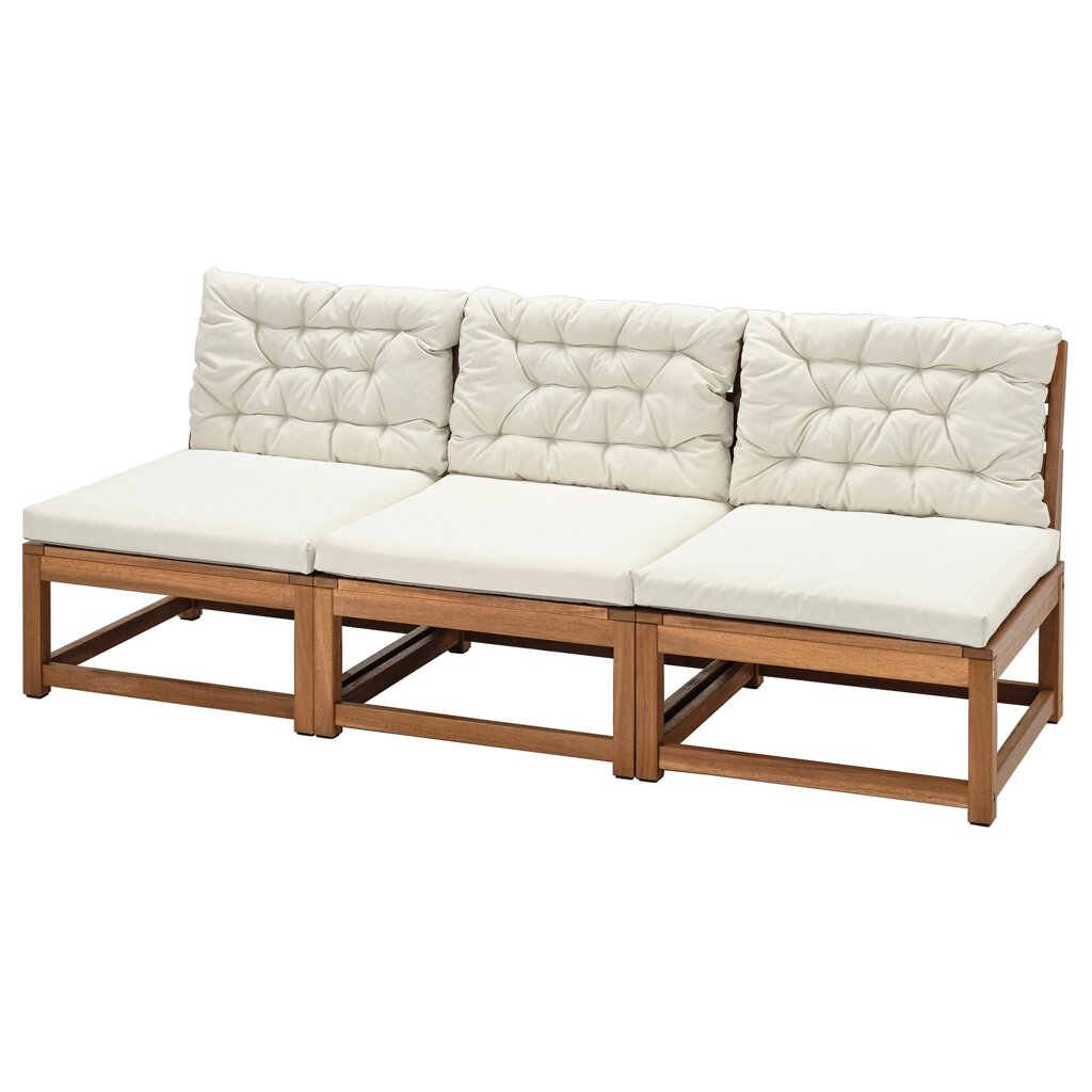 ІКЕА NÄMMARÖ, 594.911.95, 3-місний модульний диван, зовні, світло-коричневий морилка, КУДДАРНА бежевий від компанії MyHome - фото 1