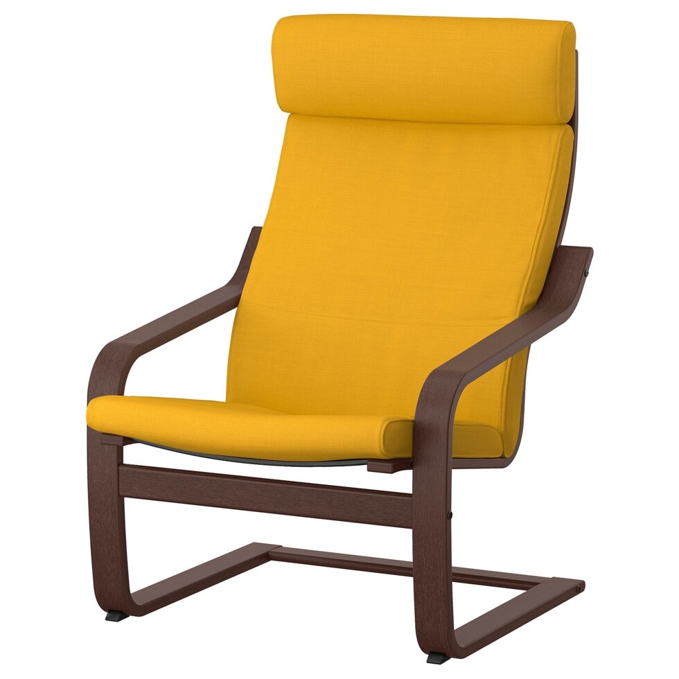 ІКЕА POÄNG ПОЕНГ, 793.871.07 Крісло, коричневий, Скіфтебо жовтий від компанії MyHome - фото 1