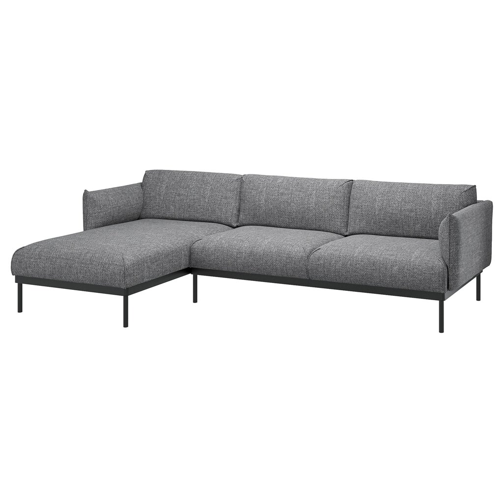 ІКЕА ÄPPLARYD, 694.180.67 3-місний диван із кушеткою, ЛЕЙДЕ сірий/чорний від компанії MyHome - фото 1