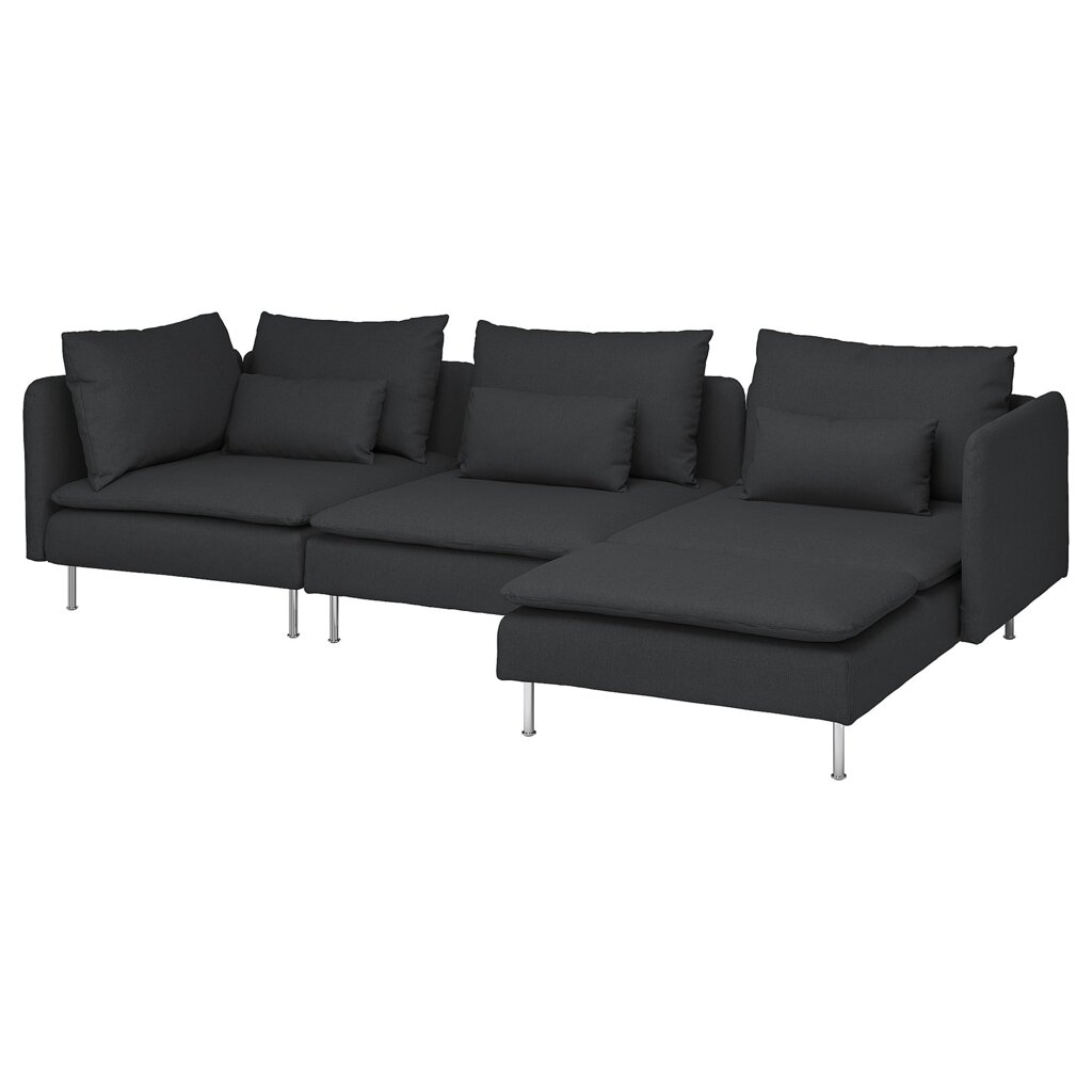ІКЕА SÖDERHAMN, 494.496.11 4-місний диван із кушеткою, Фрідтуна темно-сіра від компанії MyHome - фото 1