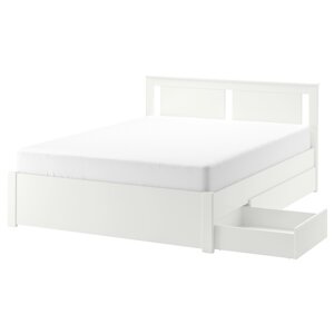 Ікеа songesand сонгесанд, 792.413.51 рама ліжка з 4 ящиками, білий, лонсет, 160x200 см