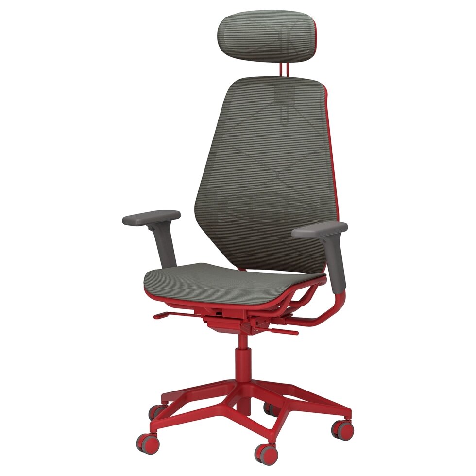 ІКЕА STYRSPEL, 605.260.85 Ігрове крісло, офіс, сірий, червоний від компанії MyHome - фото 1