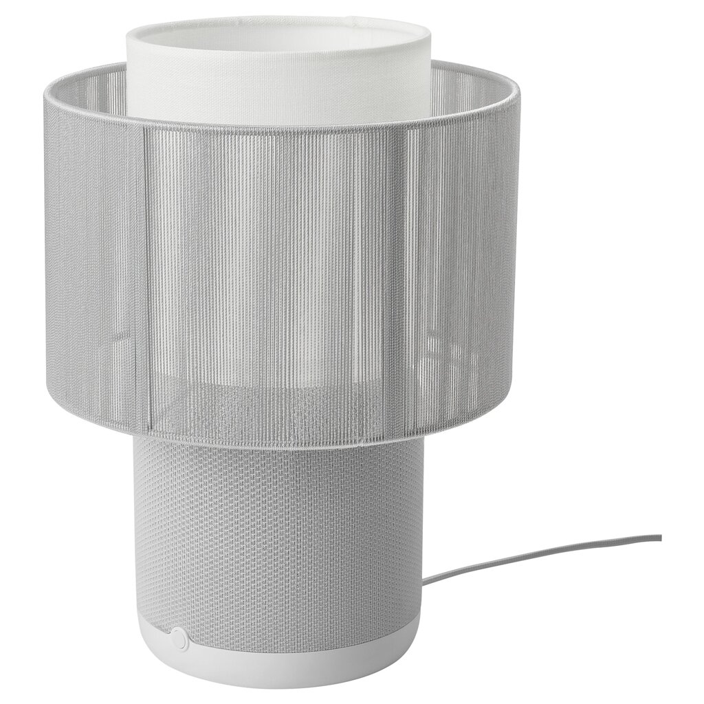 ІКЕА SYMFONISK, 594.309.27 Лампа, колонка з wifi, тканинний абажур, білий від компанії MyHome - фото 1