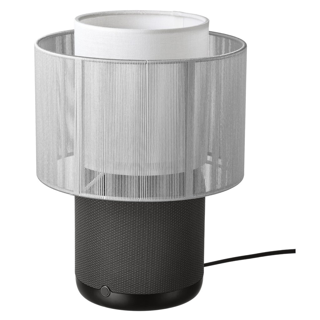 ІКЕА SYMFONISK, 694.825.48 Лампа, колонка з wifi, тканинний абажур, чорний, білий від компанії MyHome - фото 1