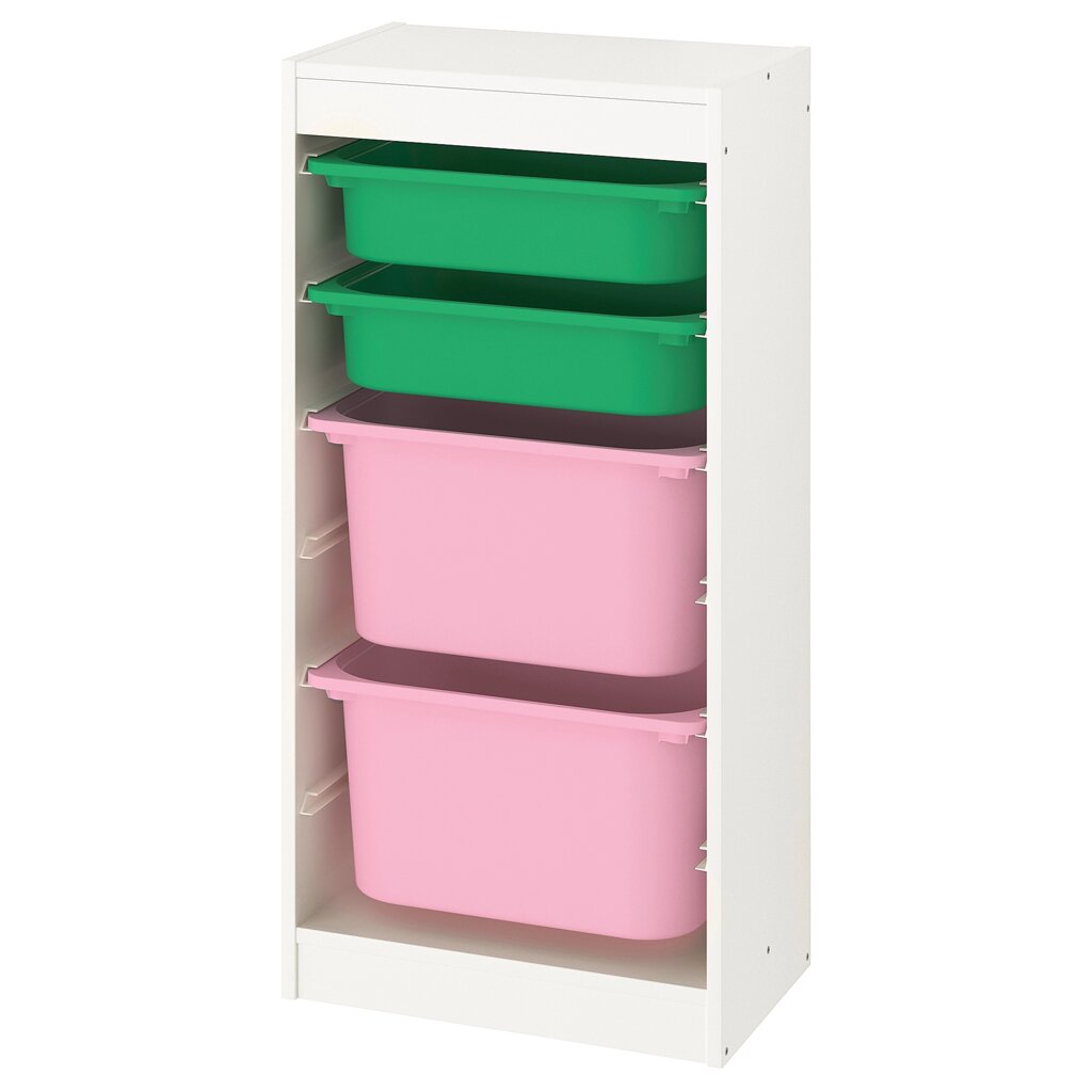 ІКЕА TROFAST ТРУФАСТ, 893.382.01 Стелажі з контейнерами, білий, зелений рожевий, 46x30x94 см від компанії MyHome - фото 1