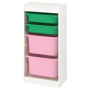 ІКЕА TROFAST ТРУФАСТ, 893.382.01 Стелажі з контейнерами, білий, зелений рожевий, 46x30x94 см