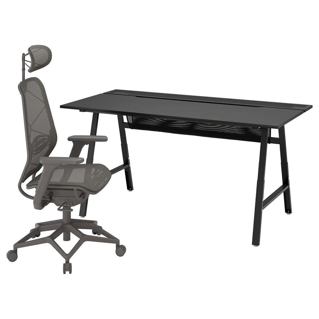 ІКЕА UTESPELARE / STYRSPEL, 194.911.64 Ігровий стіл та стілець, чорний, сірий від компанії MyHome - фото 1