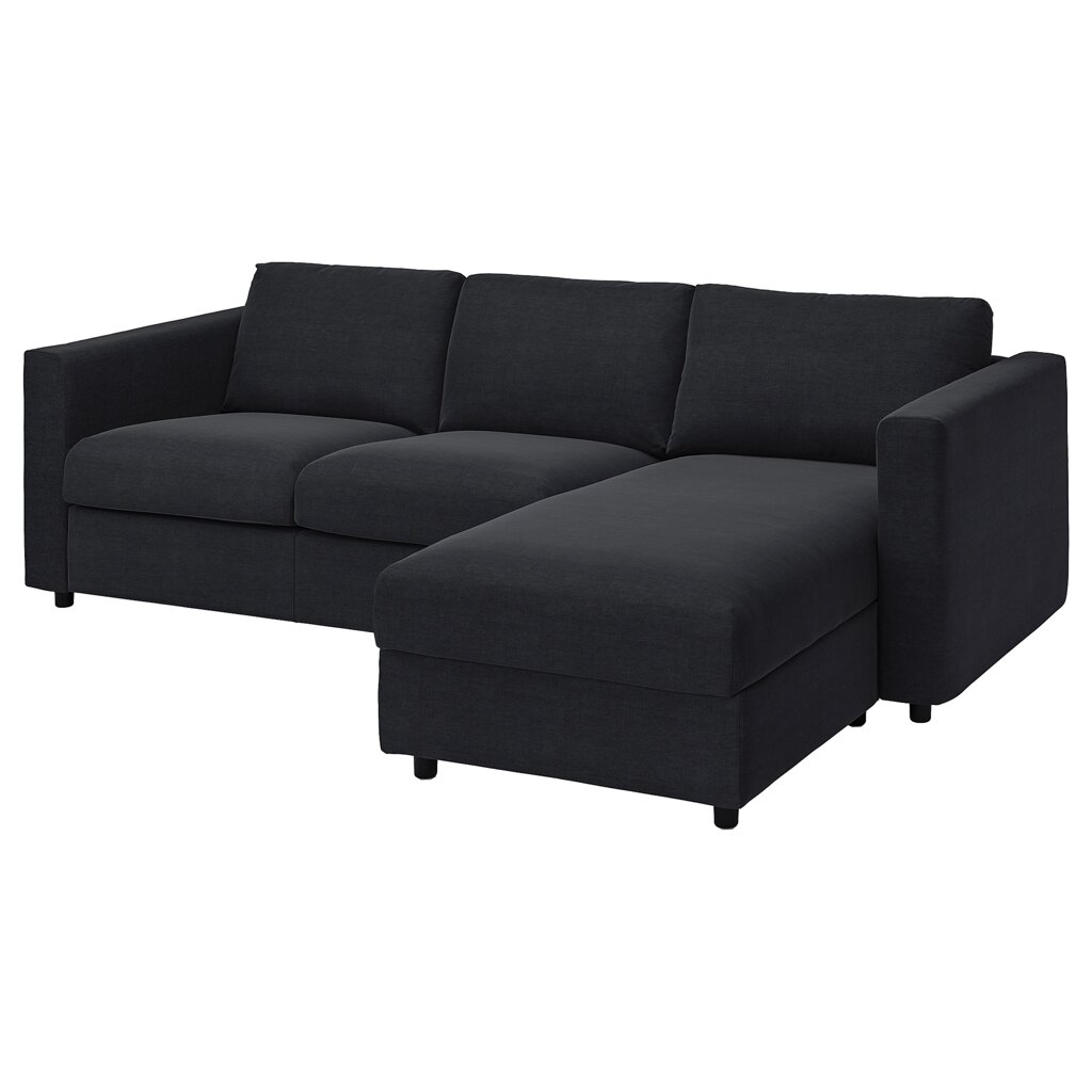 ІКЕА VIMLE ВІМЛЕ, 093.991.42 3-місний диван з шезлонгом, Саксемара чорно-синя від компанії MyHome - фото 1