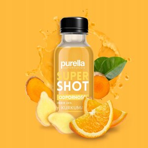 Напій імбир-куркума Purella 1600 мл Supershot для підвищення імунітету натуральний склад супержива 16x100мл