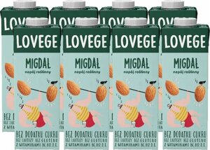 Напій мигдальний натуральний Lovege 1000 мл молоко мигдальне без цукру Sante 1л X8