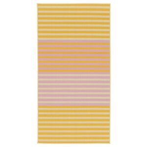 ІКЕА KORSNING, 105.414.89 Внутрішній тканий килим, зовні, жовтий, рожевий, смугастий, 80х150 см