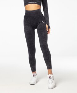 Спортивні жіночі легінси з високою талією мармурового візерунку Yasmine Carpatree чорного кольору