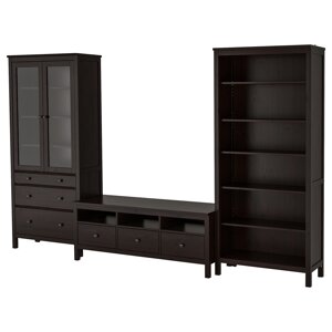 ІКЕА HEMNES ХЕМНЕС, 492.995.60 Тумба під телевізор, чорно-коричневий, прозоре скло, 326х197 см