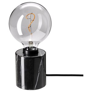 ІКЕА MARKFROST / MOLNART, 594.818.94 Настільна лампа з лампочкою, чорний, сіре прозоре скло, 125 мм